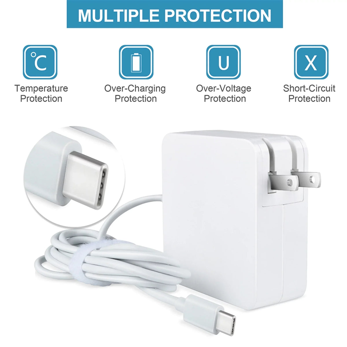 Charger 81QC Adapter Compatible Lenovo Chromebook White for Replacement 300e MTK 2nd KONKIN Gen Type-C AC BOO Type 65W