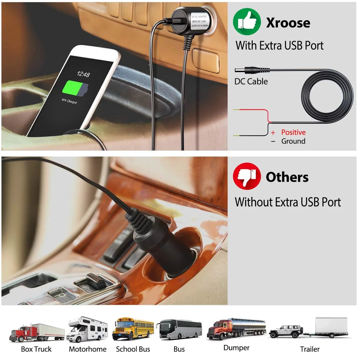 '+ Monitor Trailer, DVR Extra Camper, Kit Touch Camera with Monitor Button Xroose for Range 7” View Motorhome Rear Pickup Signal CM1 Recorder for Long 1080P RV Wireless Camera Truck Backup