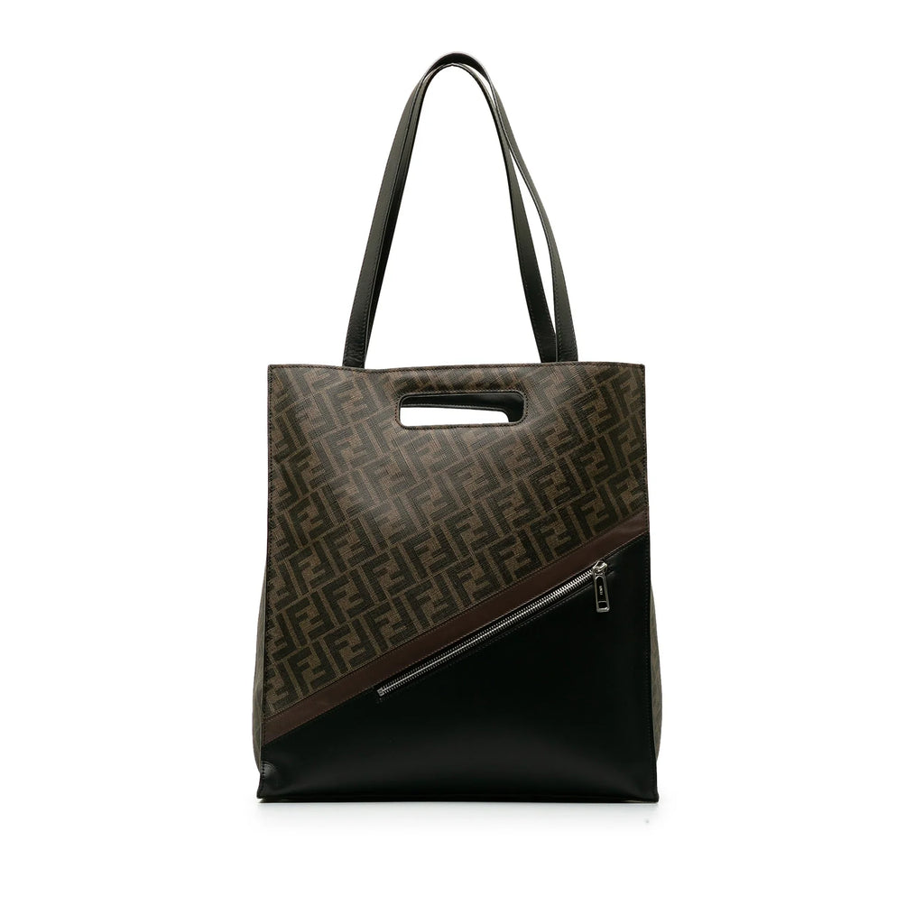 Shopping Satchel Coated (Good) Authenticated Pre-Owned Canvas Brown Fabric Unisex Tote 1974 Zucca Fendi