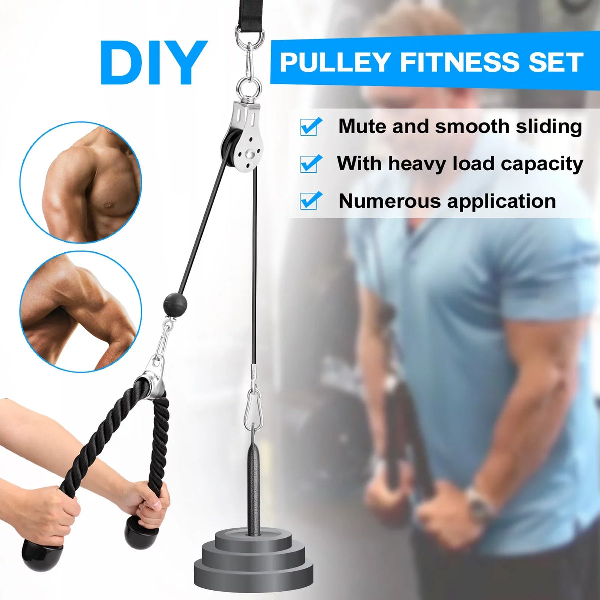 Loading System Pulley Pin Strength DIY Blaster Arm Lifting Cable Training Biceps Attachment Hand Triceps Fitness Equipment Machine