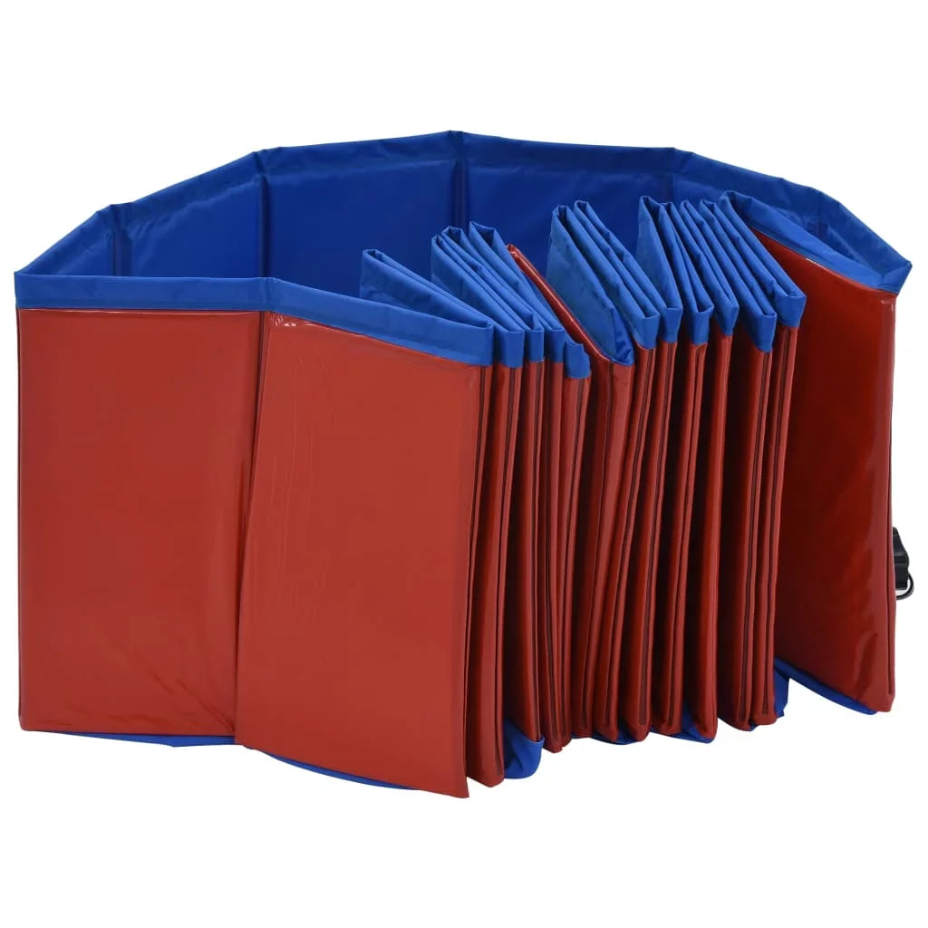 PVC Red Foldable Swimming Dog 63"x11.8" Pool