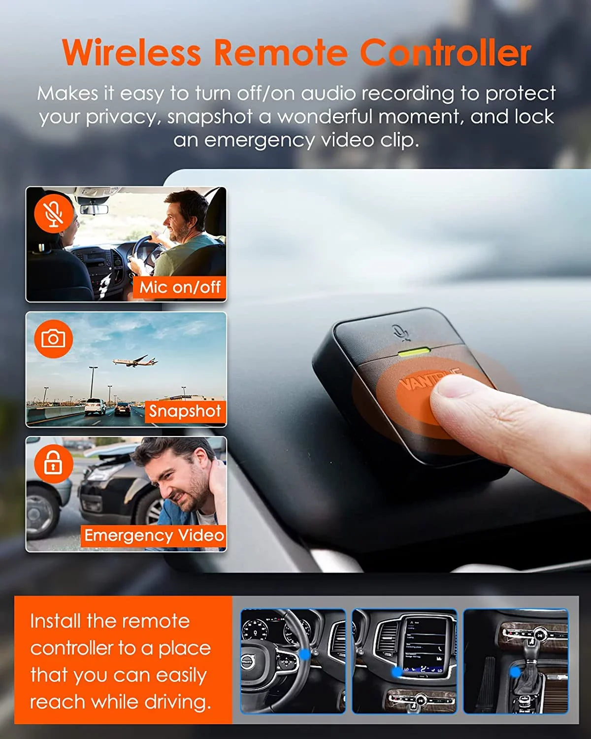 Car Camera, with Rear 2.5K WiFi, Support Motion GPS 1944P+1944P Cam E2 Voice Detection, Control, Vision, Front Parking Dual Vantrue & and Buffered 5G Capacitor, Dash Enhanced 24hrs Night 512GB Mode,