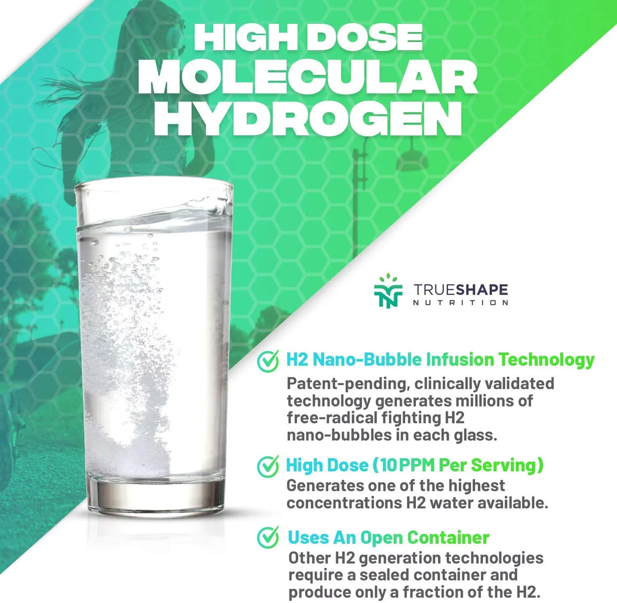 H2 Nutrition Fizzy Essential Tablets Nutritional for (60 Servings) Hydrogen Molecular liquid TrueShape Supplement