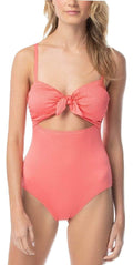 Smocked One-Piece Camuto Vince dimension Swimsuit $122 Coral 8 Bloom Tie-Front