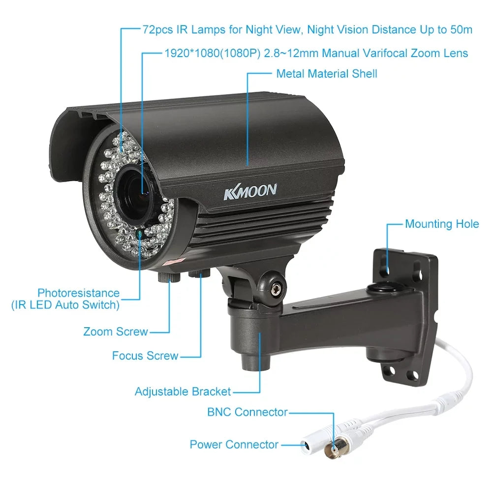 AHD CMOS Lens, System, Indoor, CCTV Weatherproof Vision, Zoom PAL Varifocal Camera, 2.0MP Analog Manual Night Andoer 1080P 1/3”