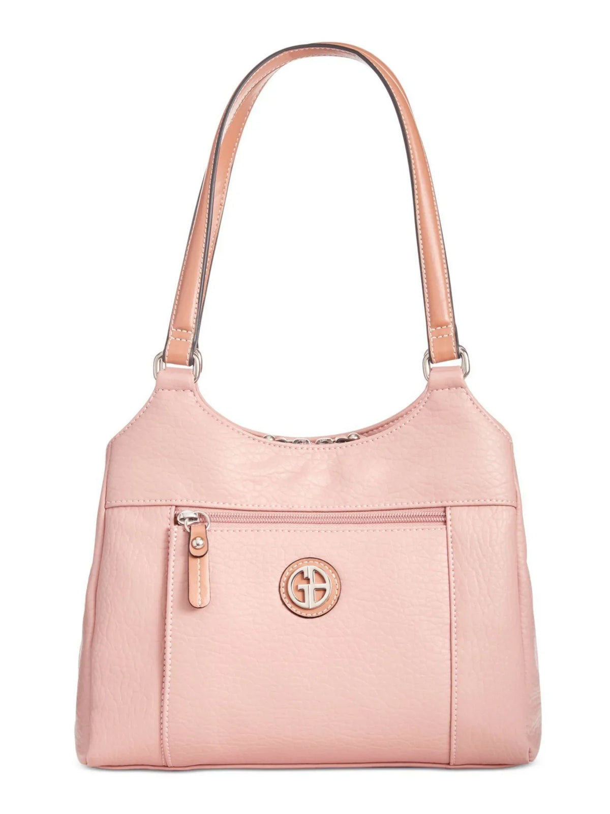 Purse Flat Logo 4-poster Hardware Strap GIANI Pebbled Handbag BERNINI Women's Pink Double Tote