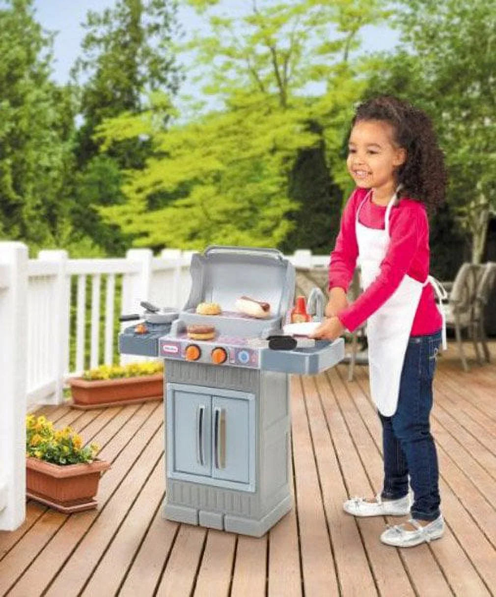 For 3 Kitchen Toddlers 'n Grow Tikes 4+ Kids BBQ 8-Piece Little Toys Playset, Ages Pretend Boys 2 Gray, Girls Grill Play Cook
