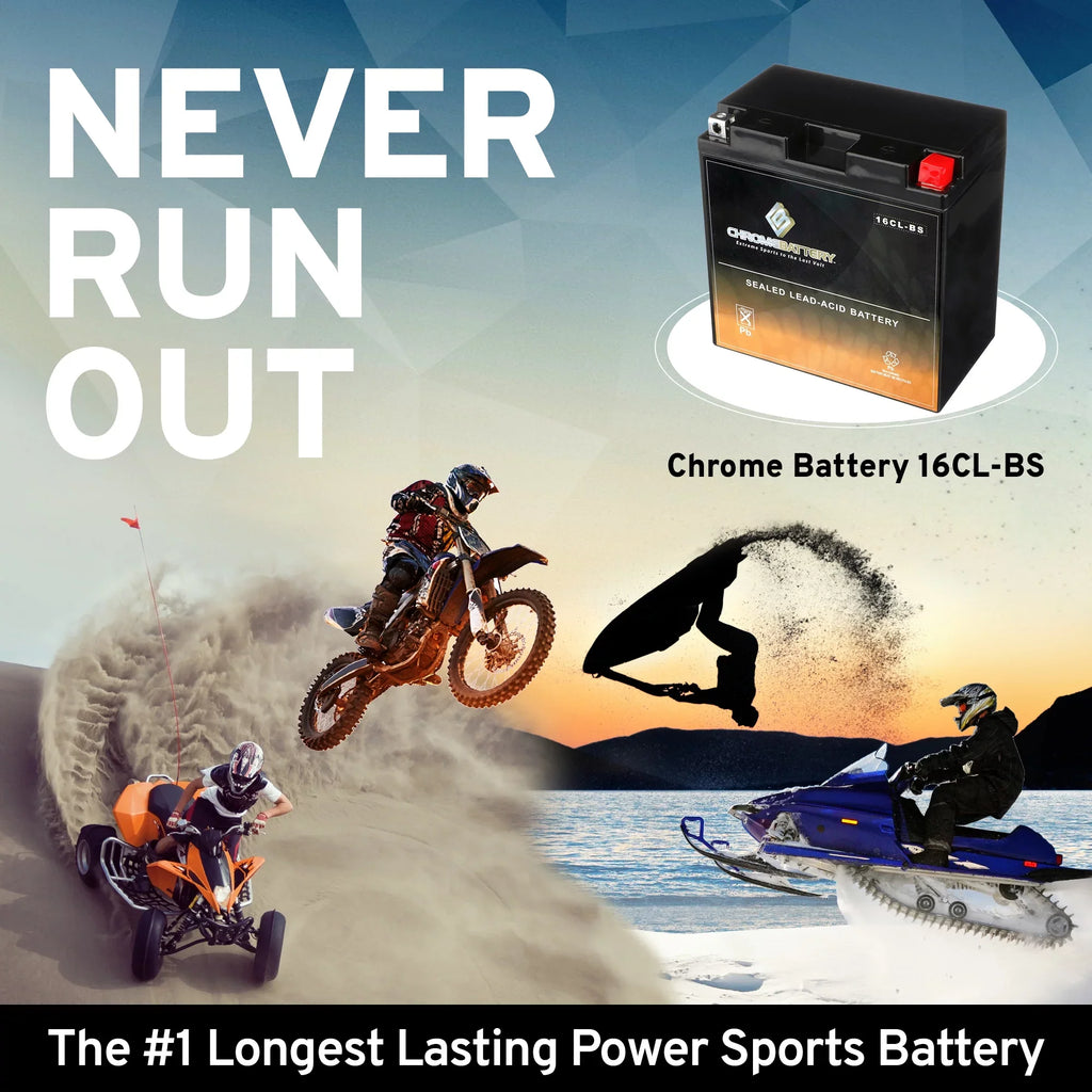 Sx Yb16cl-bs Ski Js650 Kawasaki Jet Cc 87-'95 Battery Chrome Battery for