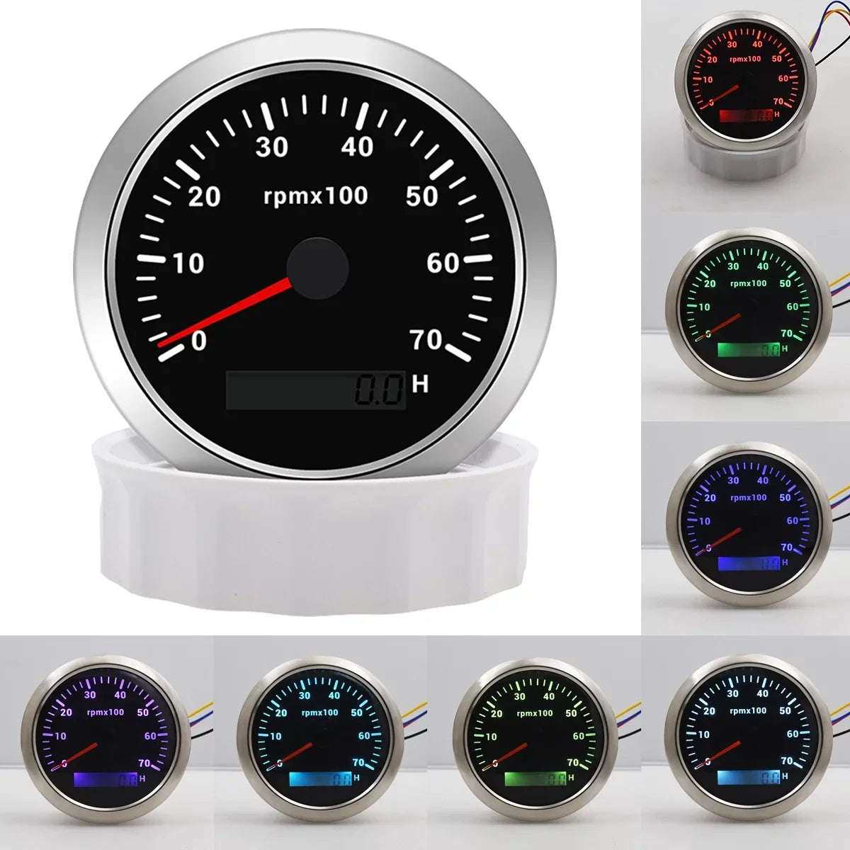 Boat Geloo Tachometer 0-7000RPM Hour 85mm Tachometer Marine Waterproof Meter Gauge