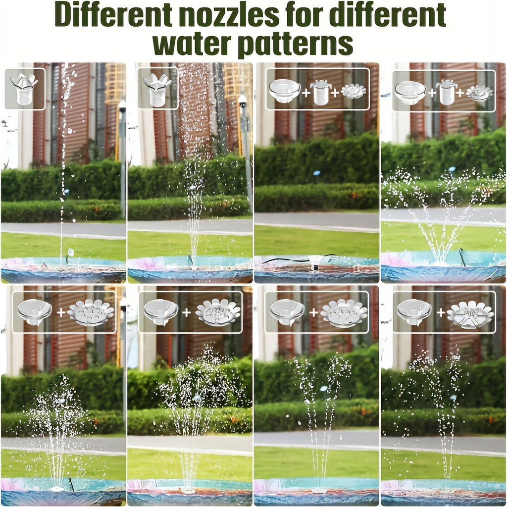 Nozzles, With 1pc Inch Pond, DIY Electric 9.8-Foot Plastic Bath Multiple Solar Kit Wires, Operation Bird Patio, Corded Garden, 7.08 Feature Powered Fountain liquid For 3.5W Solar exterior Upgraded Pump,