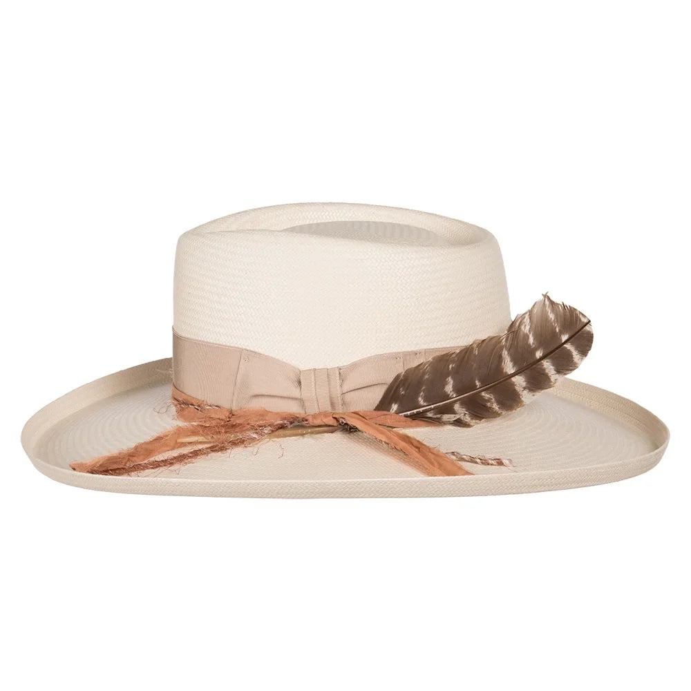 Row 71/4 Stetson Hats Stetson Kings Natural Womens 31/2` Brim Peach Band