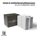 Cotton Silky Grand 12 White Standard Hotel Pillowcases, Estate Pcs 100% by Super-Soft &