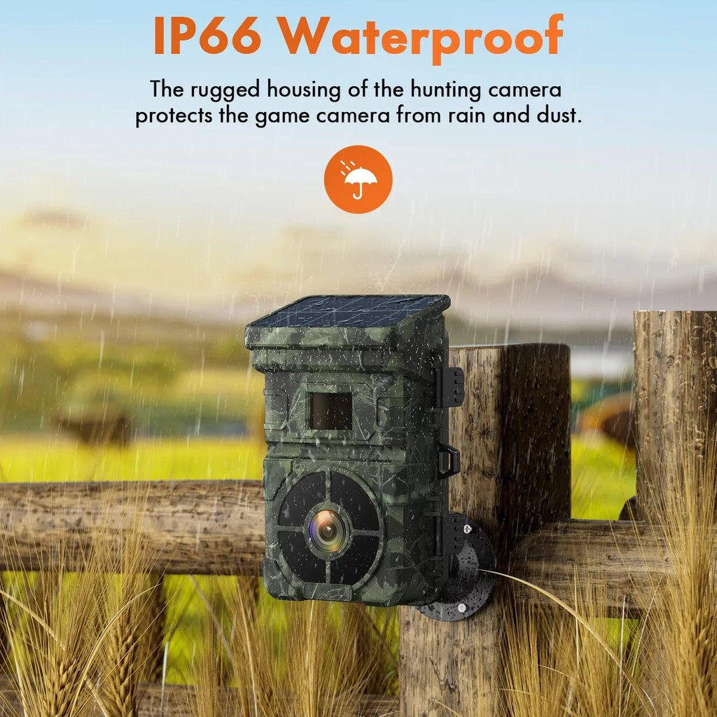 Rechargeable Hunting Card Night Camera CAMPARK IP66 Lithium 2.0" LCD 1080P Vision Cam 0.1s with 24MP Built-in SD Angle Speed Solar 2500mAh 120°Wide Trigger Game Battery Trail Camera Waterproof with