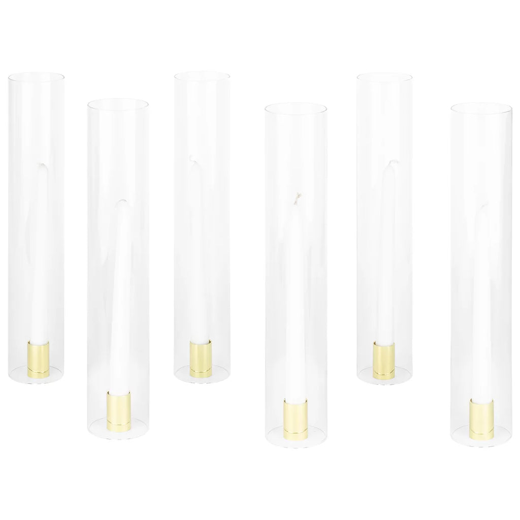 Set Holders Glass Tall, Weddings of 6 Taper Centerpieces, with Minimalist for Candle Wholesale 14" Hurricane Koyal
