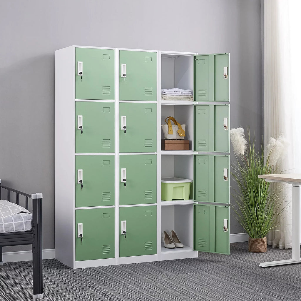 Locker inches School, Ouyessir for Box, Storage Cabinet Home, - Employee 4-tier Office Metal Lock High 71 Lockers Gym, Green