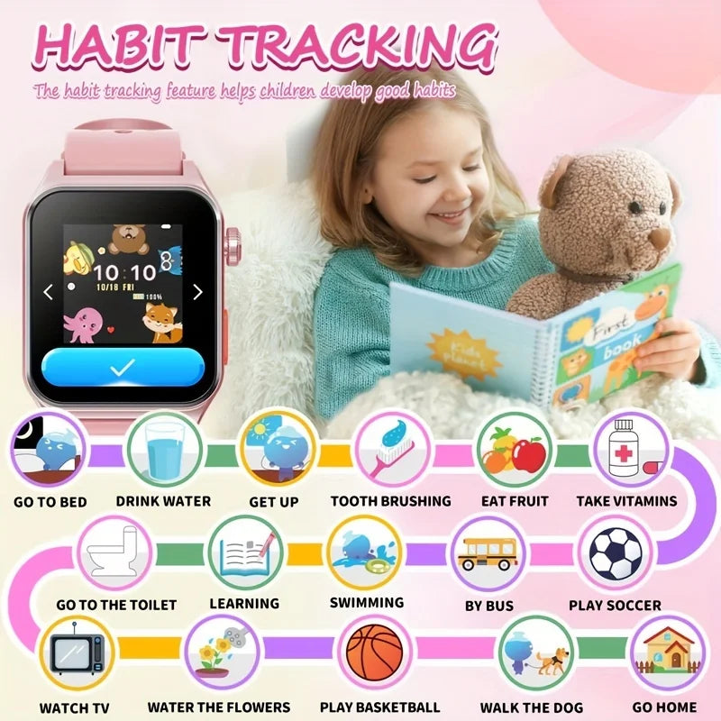 1.4-Inch (Black) Kids Tracking, Smartwatch Sports Little Reminder, Smartwatch Helper, Clock, with Alarm Life Kids Multi-Life Mingwear
