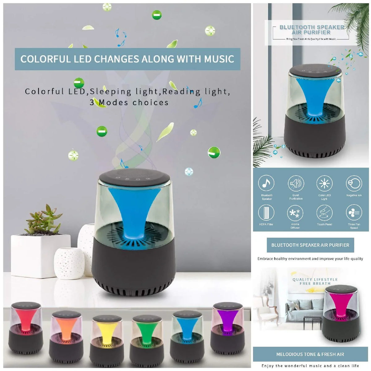 WBM Quiet 3 with Smart Operation, Settings Fan Purifier Air HEPA Smart AR-04 Filter