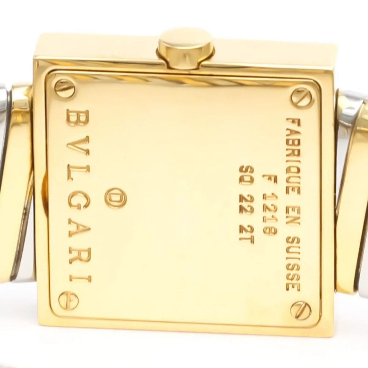 Gold Ladies Quartz BVLGARI Polished Watch (Good) 18K 2T Pre-Owned SQ22 BF552142 Steel Quadrato