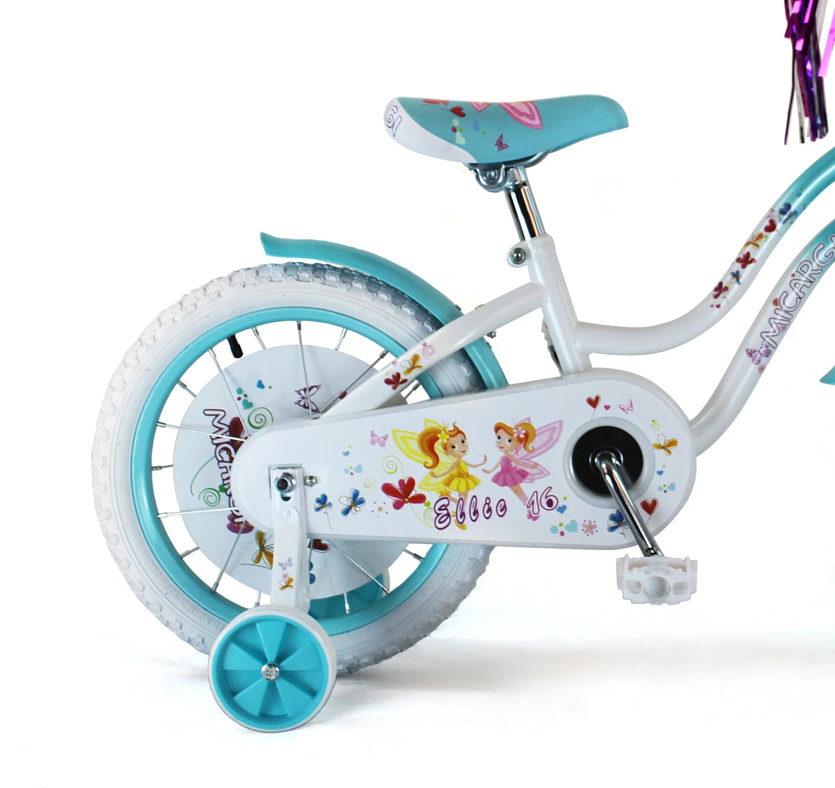 USToyOutlet Fenders White - Coaster Blue Bicycle Steel Baby Rims, cover White/Baby Full Brake One Guard, Bike Basket, Chain Tire Blue Kid's & Piece Cruiser 16" White Frame Crank,