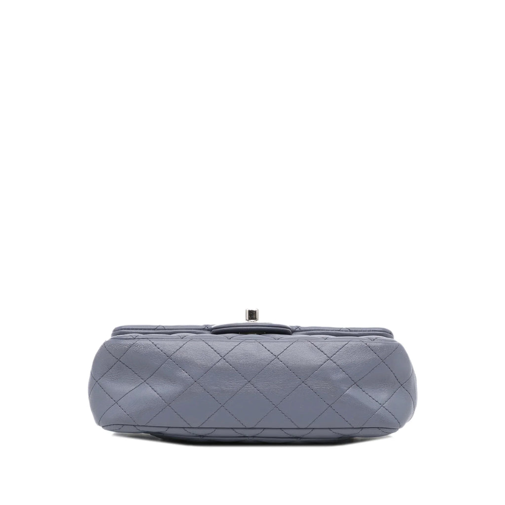 Crossbody Lambskin Single Mini Unisex Leather Pre-Owned Classic (Fair) Bag Flap Rectangular Authenticated Gray