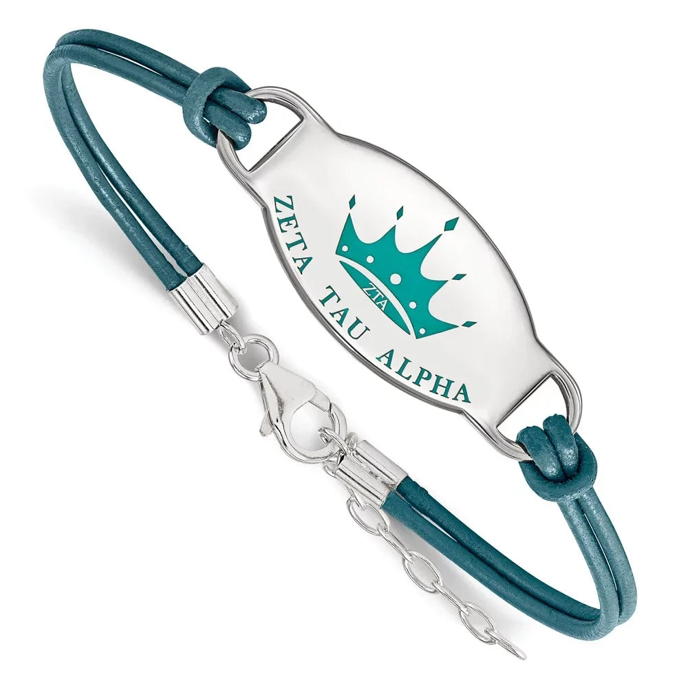 for LogoArt Alpha Oval and Adults Bracelet; Leather Sterling and Zeta Rh-p Enameled Teens; Women Tau Chain Men S. for