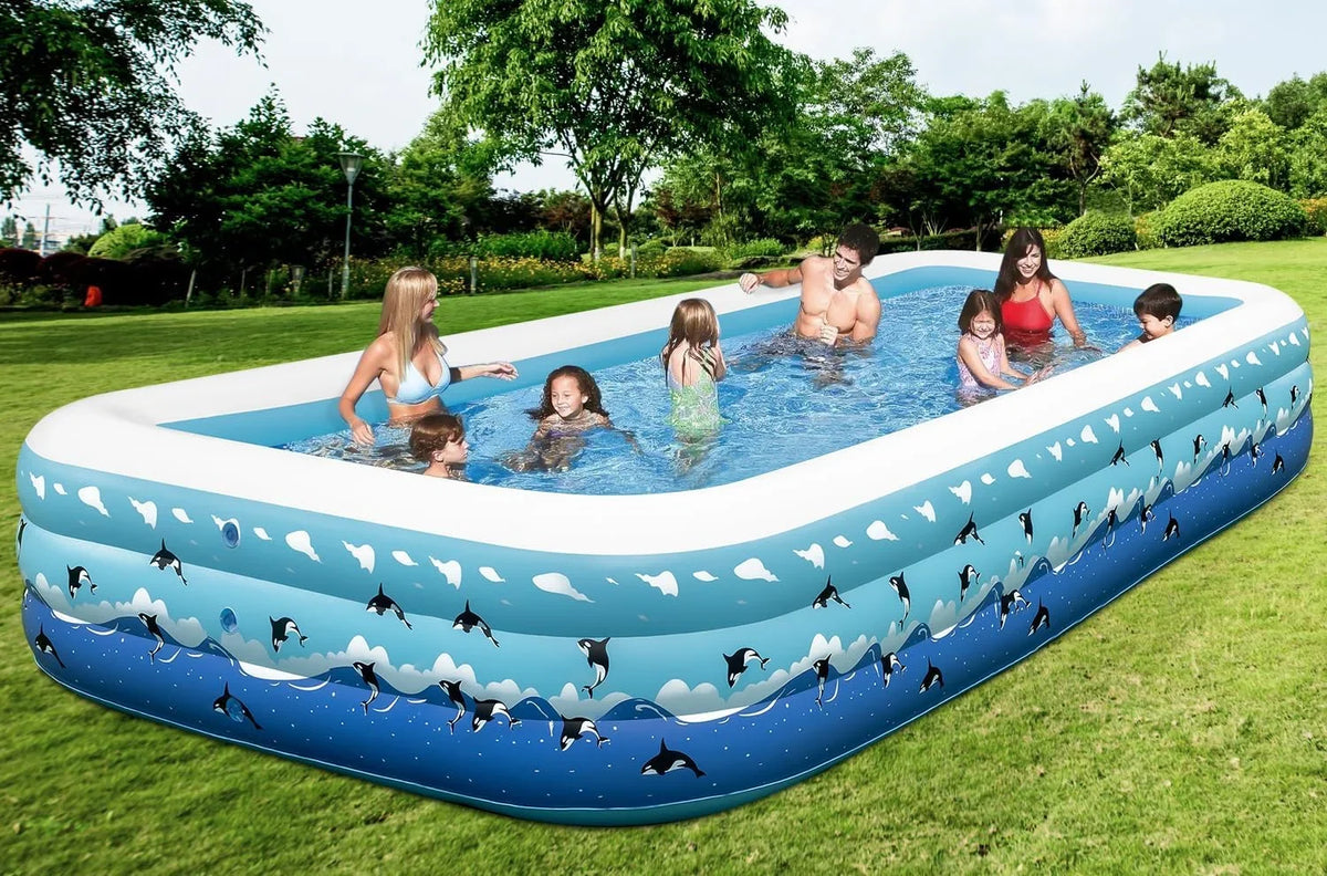 Inflatable Backyard with exterior Swimming 130"x72"x22" Home Ground Large Full-Sized Swimming Pump, Family Thickened for for Indoor Pools Blow Extra Inflatable Pool Pool Above Adults, Garden Up Lawn