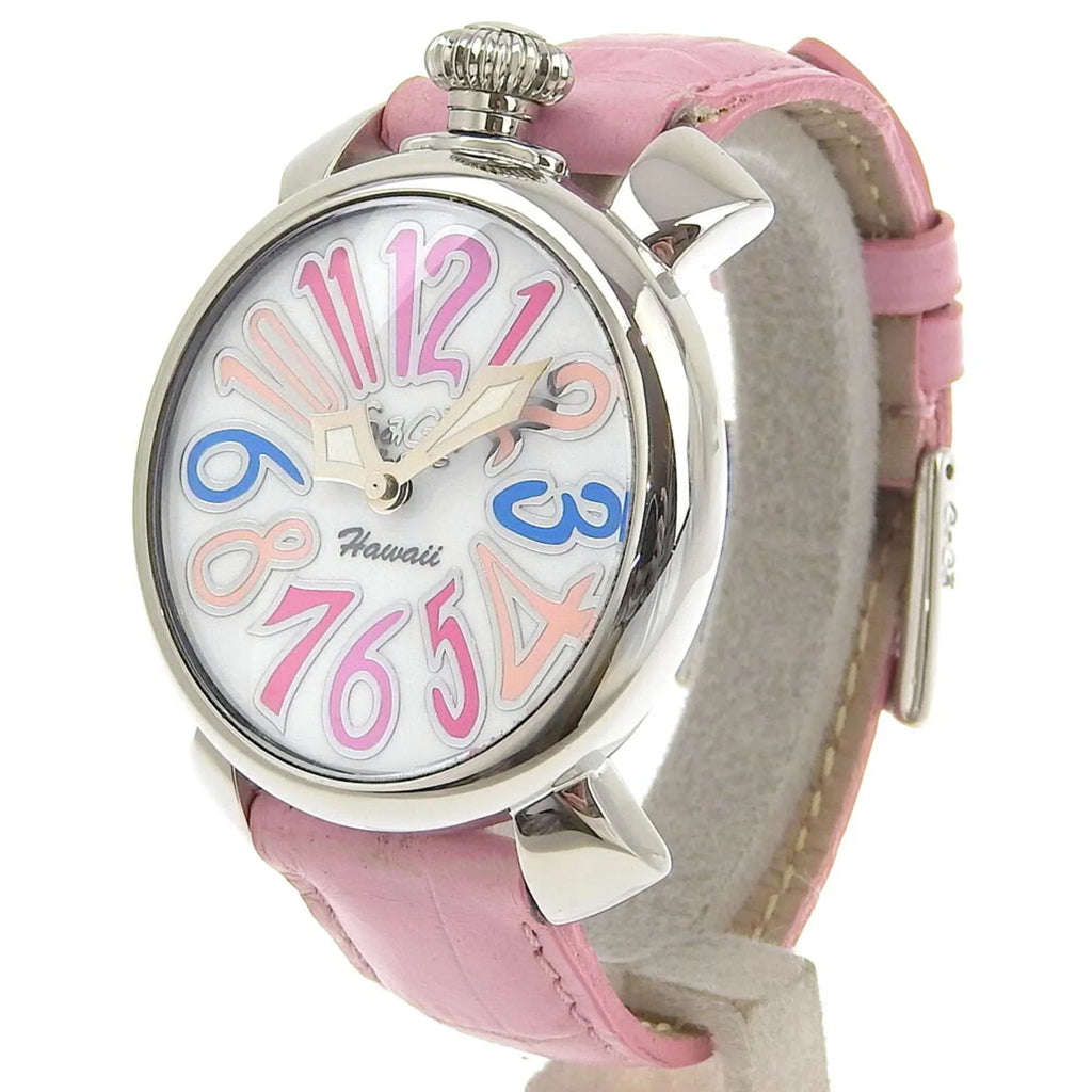 Manuale Display I220823012 Gaga Quartz Watch Pre-Owned Analog (Good) Men's 5020 Dial Stainless Milano Steel White