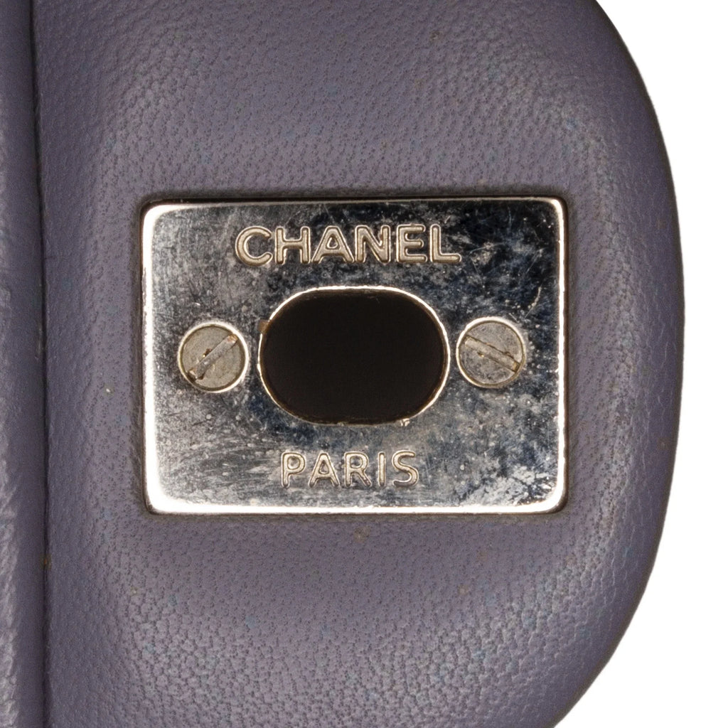 Crossbody Lambskin Single Mini Unisex Leather Pre-Owned Classic (Fair) Bag Flap Rectangular Authenticated Gray