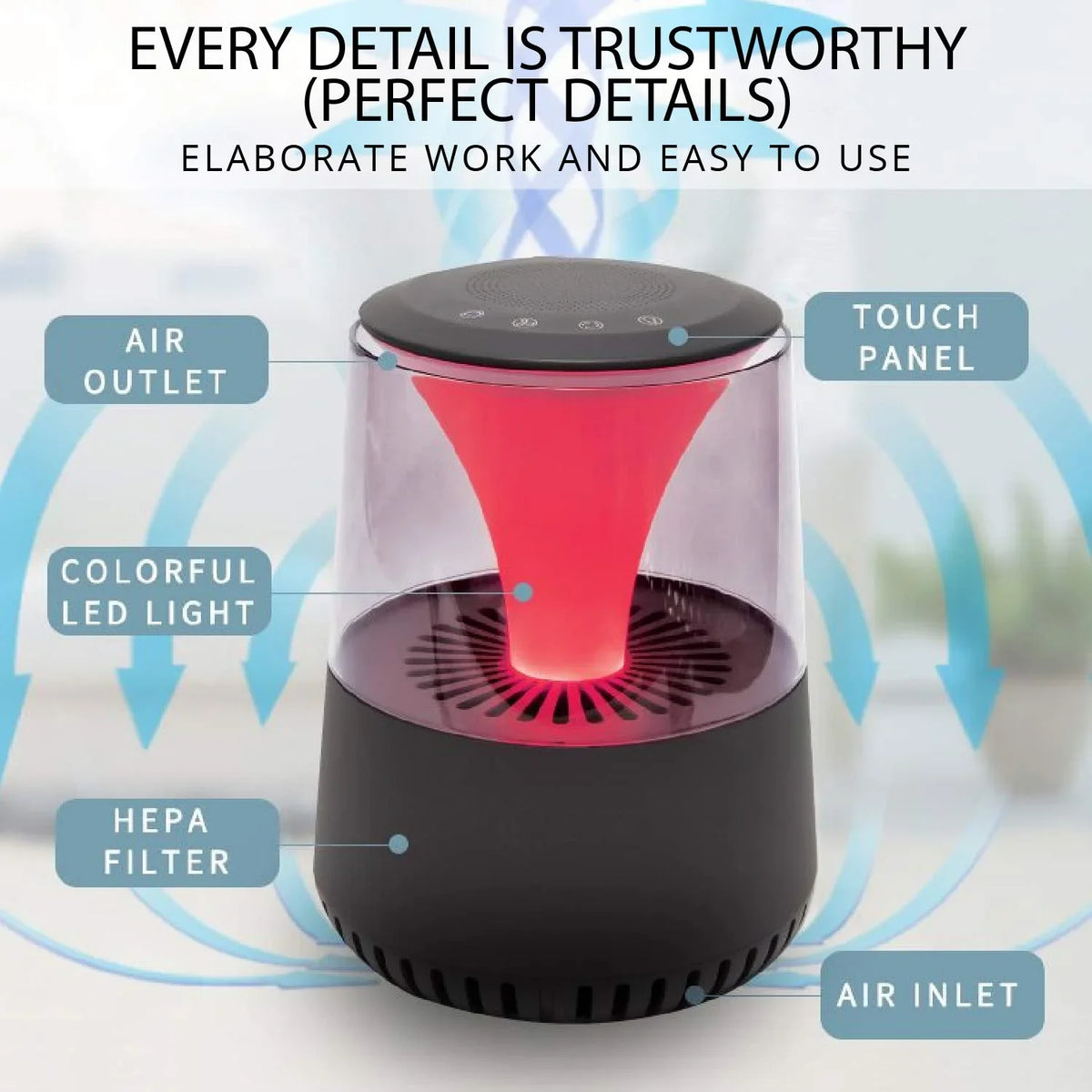 WBM Quiet 3 with Smart Operation, Settings Fan Purifier Air HEPA Smart AR-04 Filter