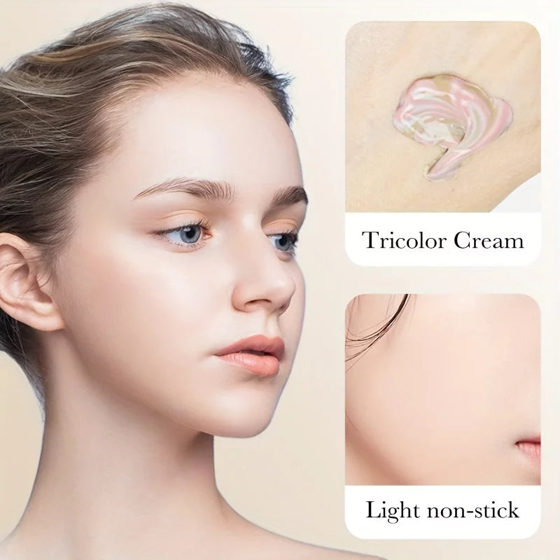 Skin Refreshing Tri-Color Natural Barrier Makeup Nude for & Rejuvenation Moisturizing Tone Primer Cream: