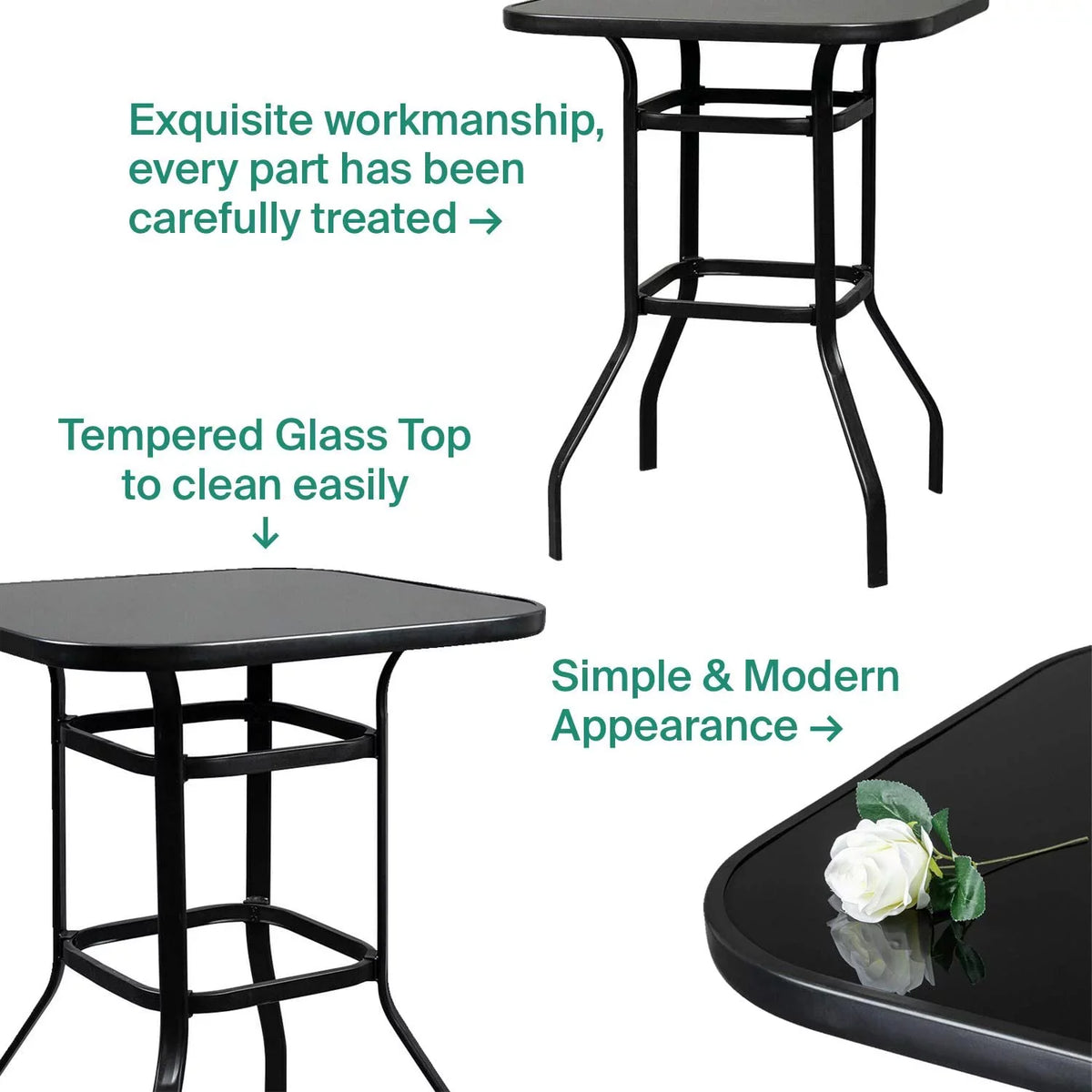 Table Glass Bar Sturdy Solid For Poolside Adonis
