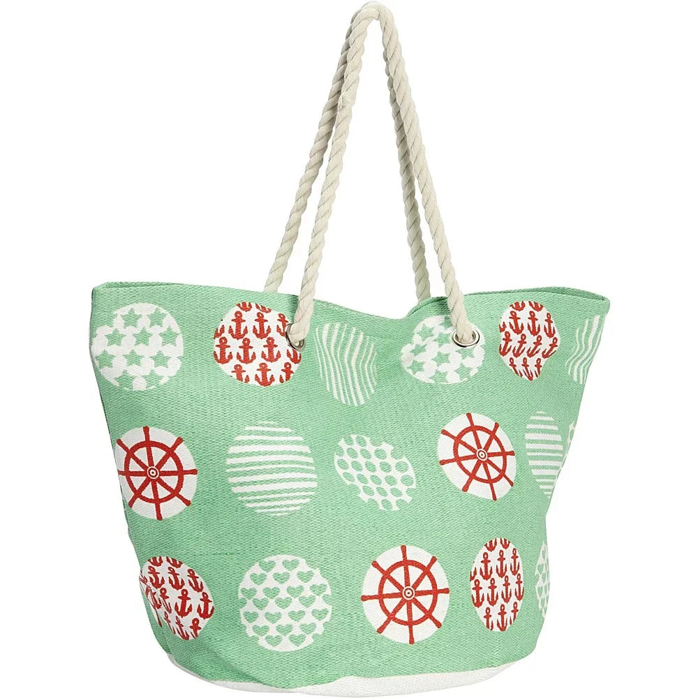 Paper Print Sailor Tote, Magid Yellow Straw Nautical