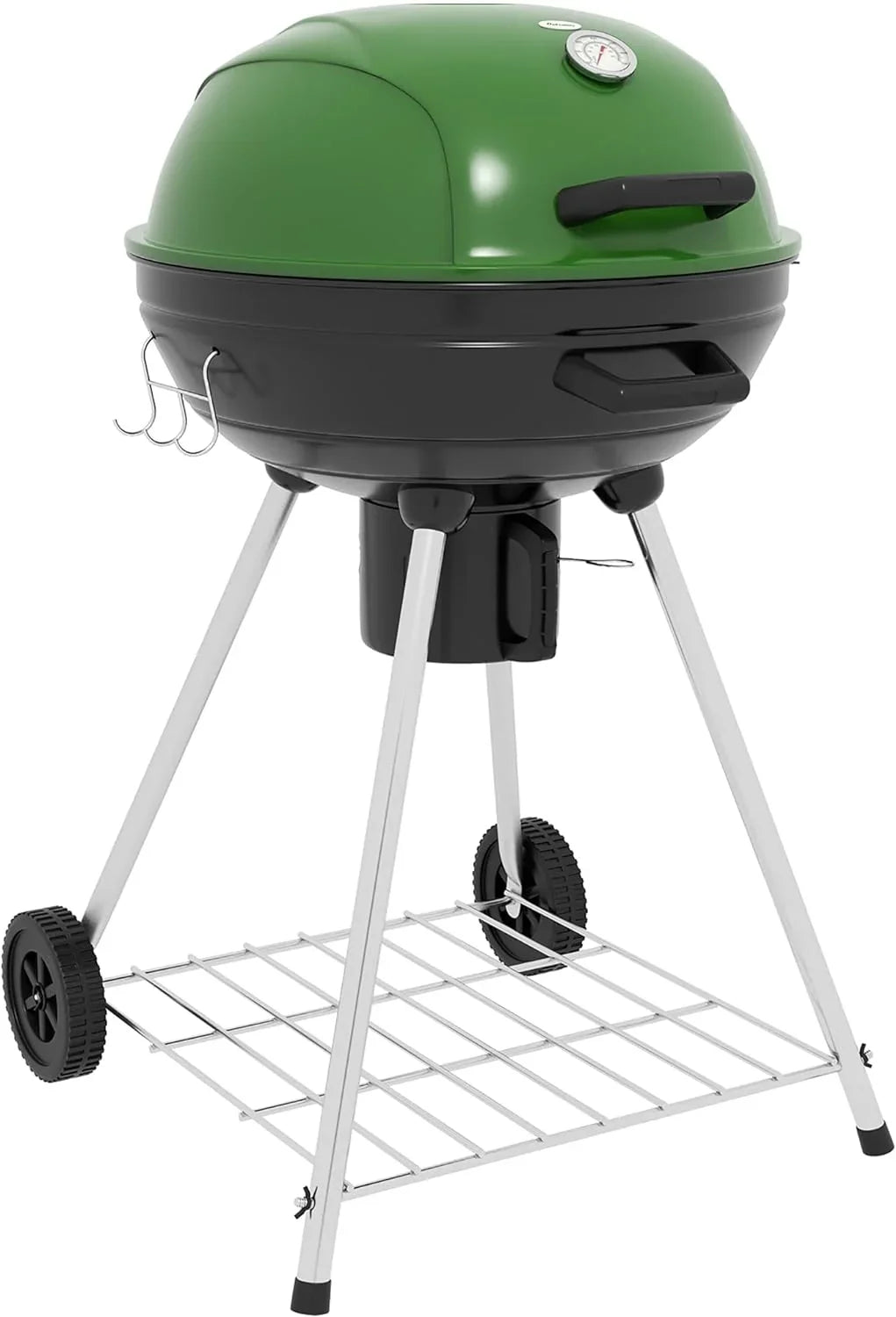 Shelf, Thermometer Green Ash Charcoal Kettle and with Cooking Area, Catcher Grill sq.in. exterior BBQ Trolley Wheels, 360 with for 21" Backyard Party, Built-in Patio, Barbecue