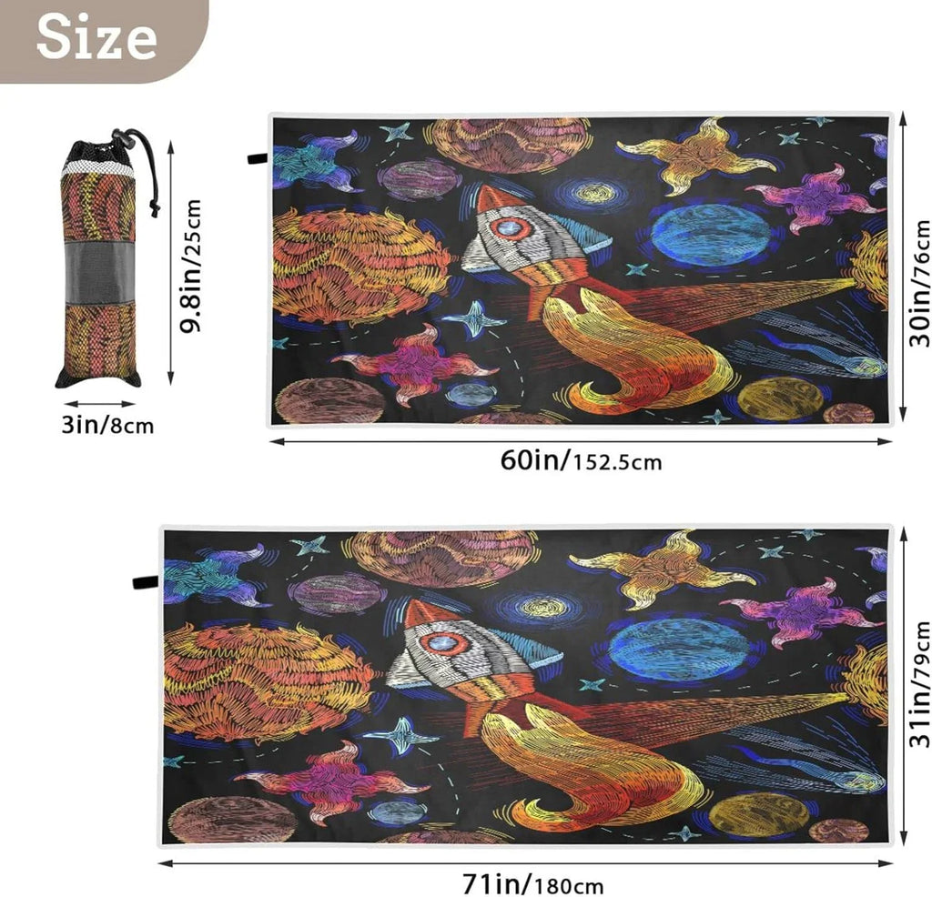 for Absorbent Holiday（366） Super Embroidered Universe Oversized Towel Pattern Travel - Towel - Quick Lightweight Camping Swimming Towels Beach Compact Dry Bestwell