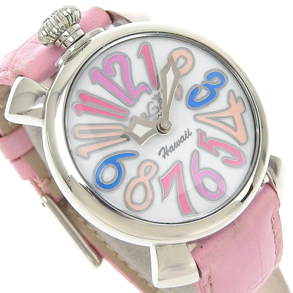 Manuale Display I220823012 Gaga Quartz Watch Pre-Owned Analog (Good) Men's 5020 Dial Stainless Milano Steel White