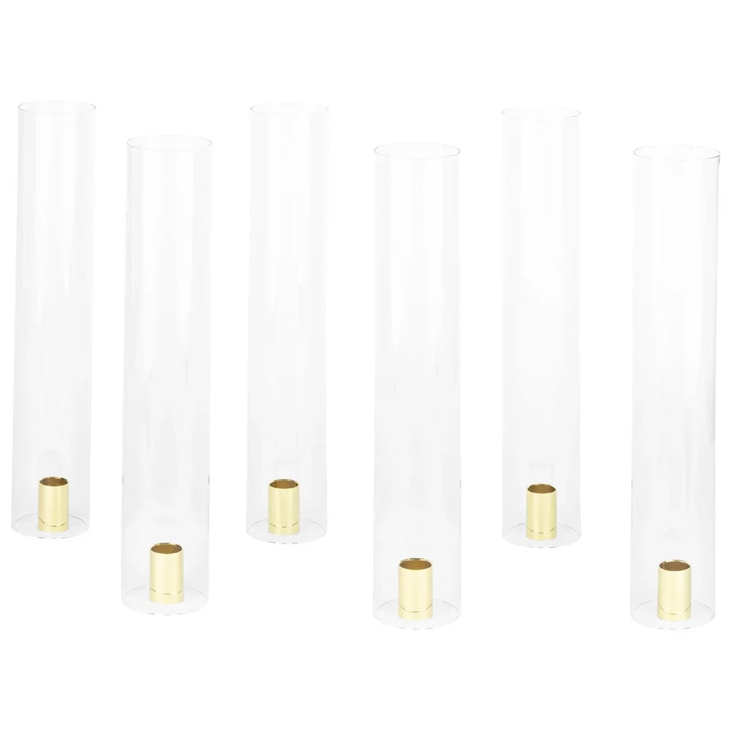 Set Holders Glass Tall, Weddings of 6 Taper Centerpieces, with Minimalist for Candle Wholesale 14" Hurricane Koyal