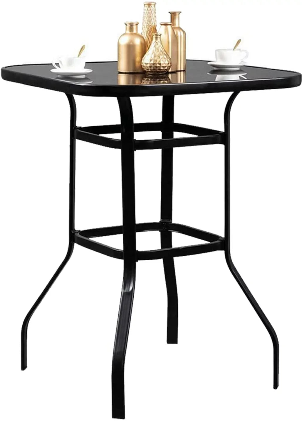 Table Marlowe Finish Designed Metal Bar Purpose Multi Aesthetically Solid With Glass