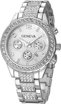 Link Luminous FANMIS Bracelet Analog Watch Calendar with Diamonds Stainless Crystal Quartz Unisex Steel Pointer Pave Luxury Floating