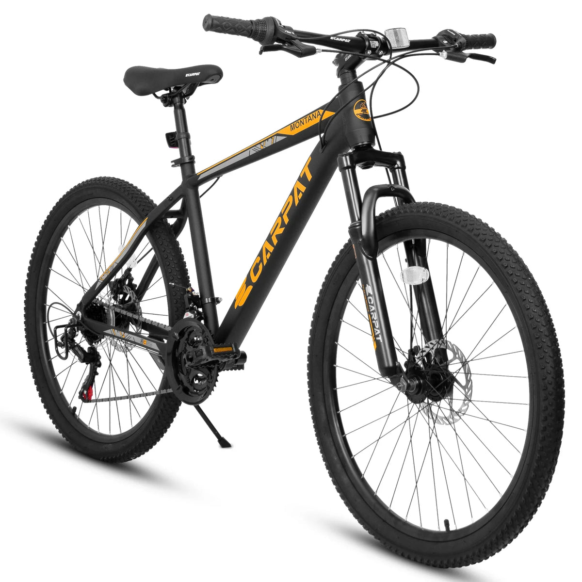 shock fork 21-speed bike frame adult inch aluminum absorbing orange. front 26 Ecarpat bike mountain brake, black disc