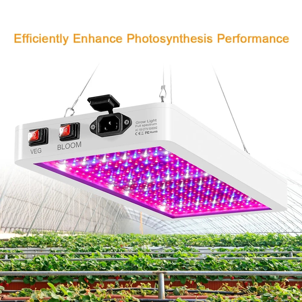 Hanging Growing Plant LEDs 312 Flowers Lamps IP65 Grow Switch Plants 2000W for Bloom Greenhouse Veg Waterproof Indoor Spectrum and Full for Seedlings Gecheer Dual