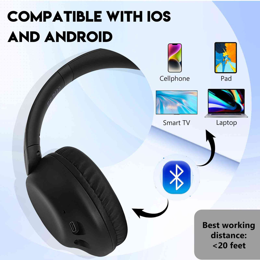 (India) – II Infinix 955 Wireless For with Noise-Cancelling, Perfect Black Smart Bluetooth UrbanX 5 Headphones Overhead Comfort