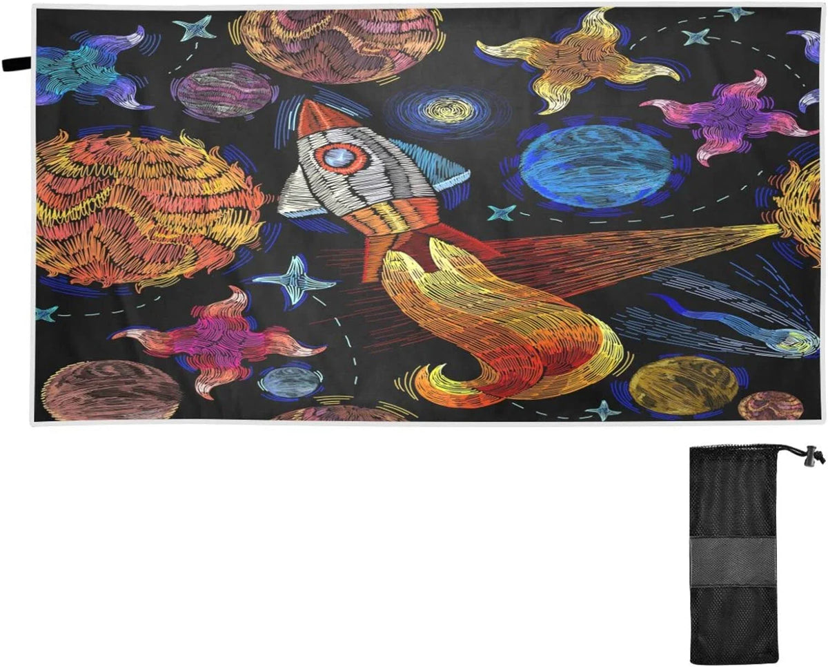 for Absorbent Holiday（366） Super Embroidered Universe Oversized Towel Pattern Travel - Towel - Quick Lightweight Camping Swimming Towels Beach Compact Dry Bestwell
