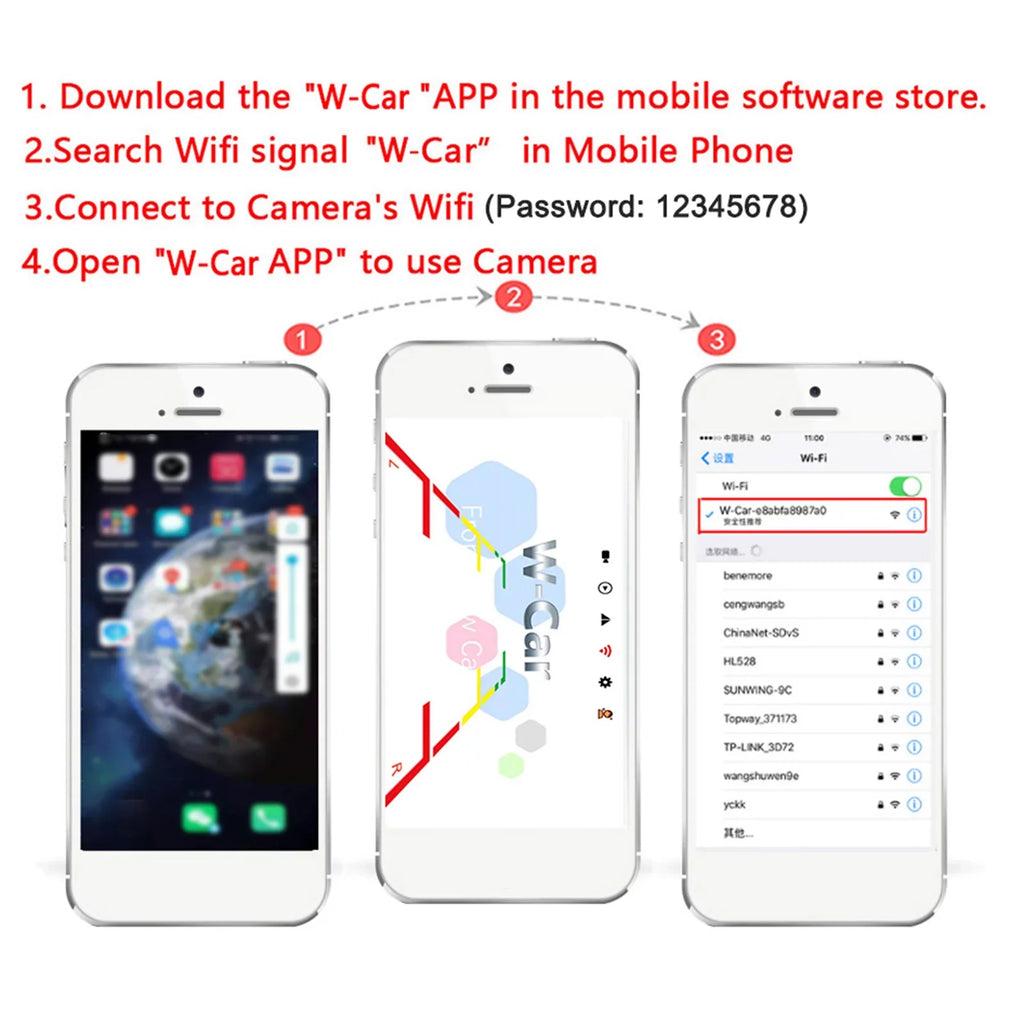 Night Automobile IP67 LED Reverse Rear Truck ~36V Bus Gecheer Vision View WiFi Camera Car Backup Wireless Camera, Waterpr"