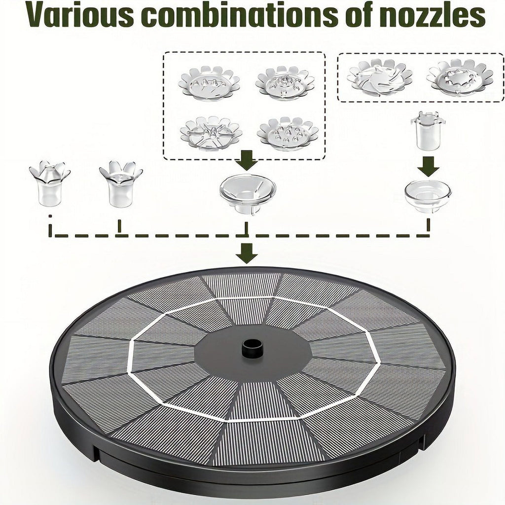 Nozzles, With 1pc Inch Pond, DIY Electric 9.8-Foot Plastic Bath Multiple Solar Kit Wires, Operation Bird Patio, Corded Garden, 7.08 Feature Powered Fountain liquid For 3.5W Solar exterior Upgraded Pump,