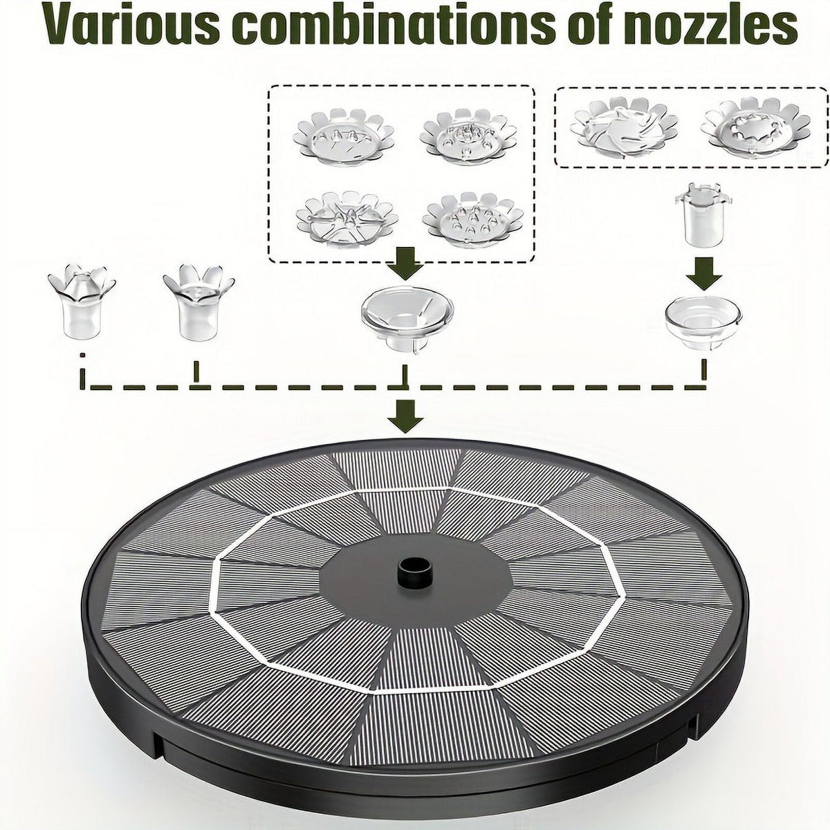 Nozzles, With 1pc Inch Pond, DIY Electric 9.8-Foot Plastic Bath Multiple Solar Kit Wires, Operation Bird Patio, Corded Garden, 7.08 Feature Powered Fountain liquid For 3.5W Solar exterior Upgraded Pump,