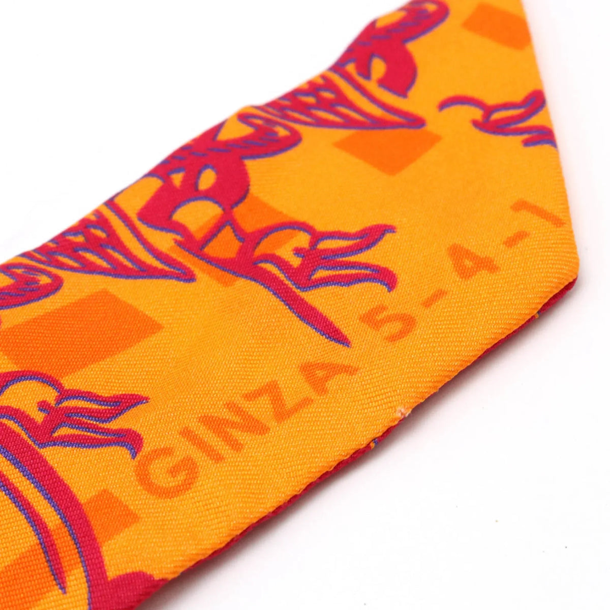 Hermes Twilly Muffler Silk Scarf Pre-Owned 10th HERMES Faubourg (Good) Orange Anniversary 24 100% 5-4-1 Ginza