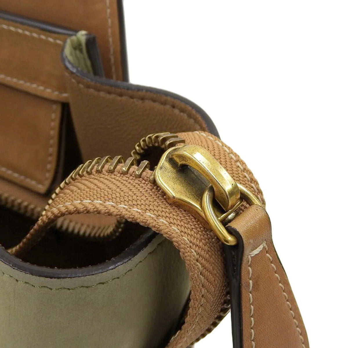 shopper beige handbag luggage green 167793 Pre-Owned tricolor Celine (Good) mint A03 CELINE 15LK micro