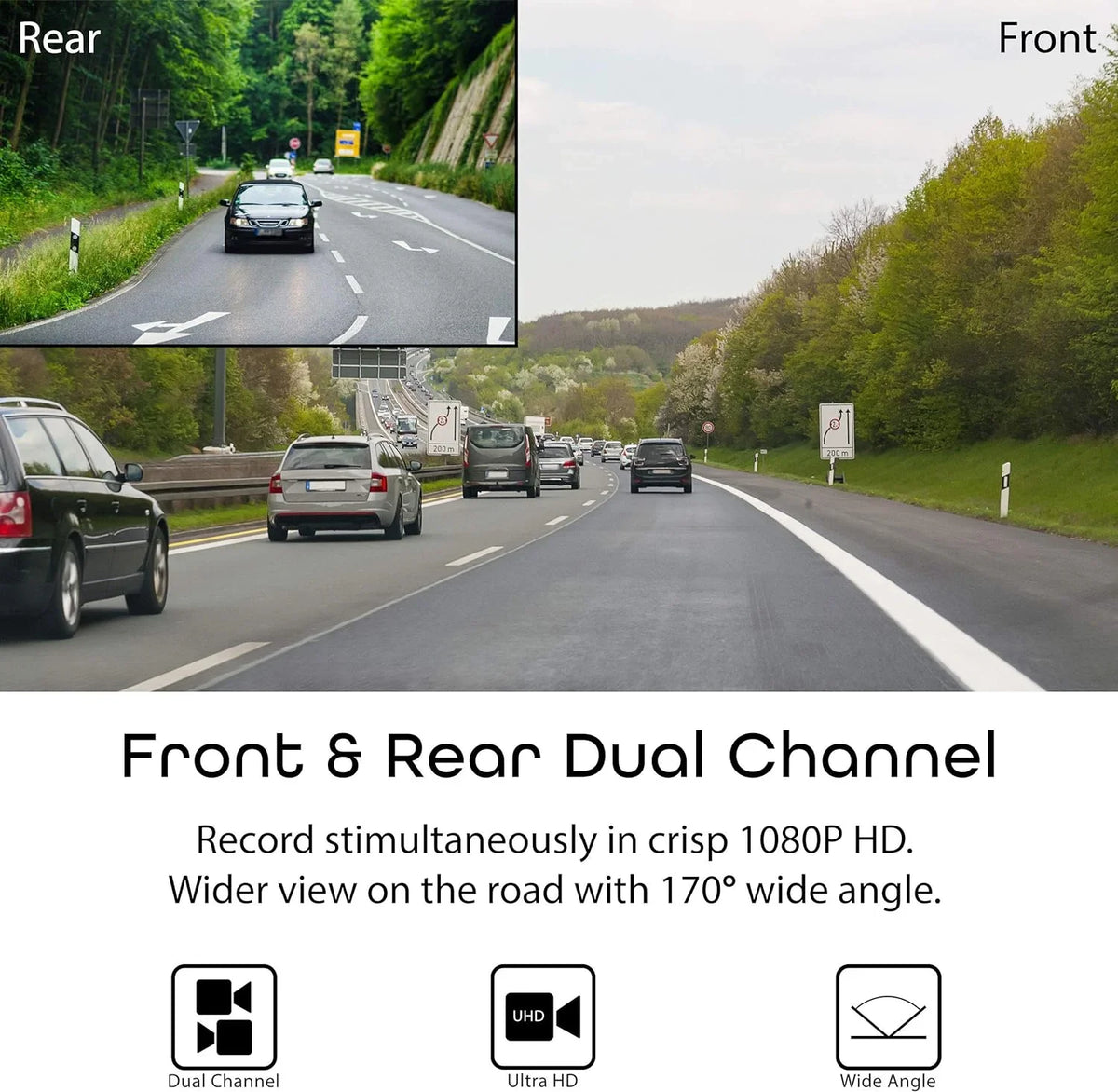 Rexing Car Box Open Dual Channel 1080p FHD Dash Black Cam V1LG -
