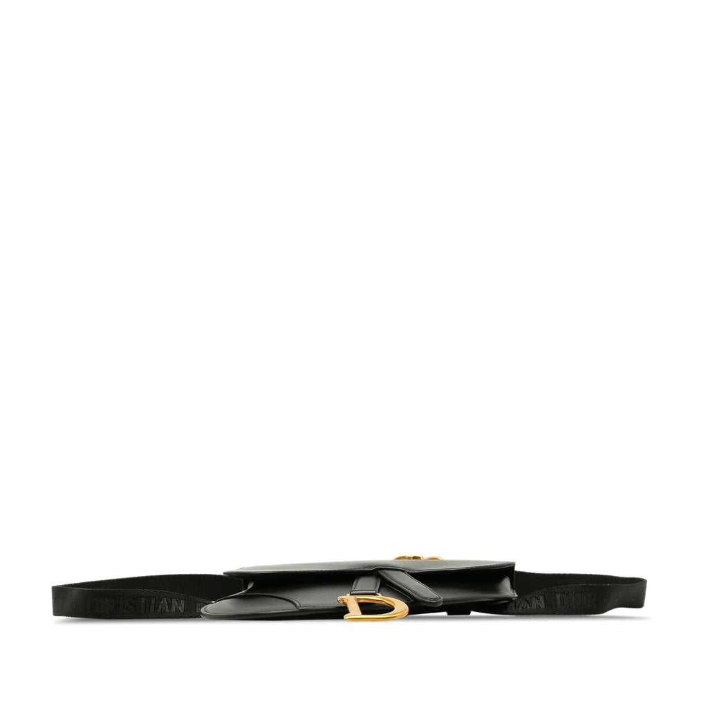Bag Leather (Good) Dior Pre-Owned Saddle Unisex Calf Authenticated Belt Black