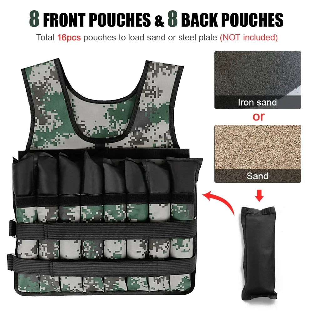 Fit, Premium Vest, Workout for Muscle Building, Perfect Tomshoo Weighted Camouflage Oxford Adjustable fabric,